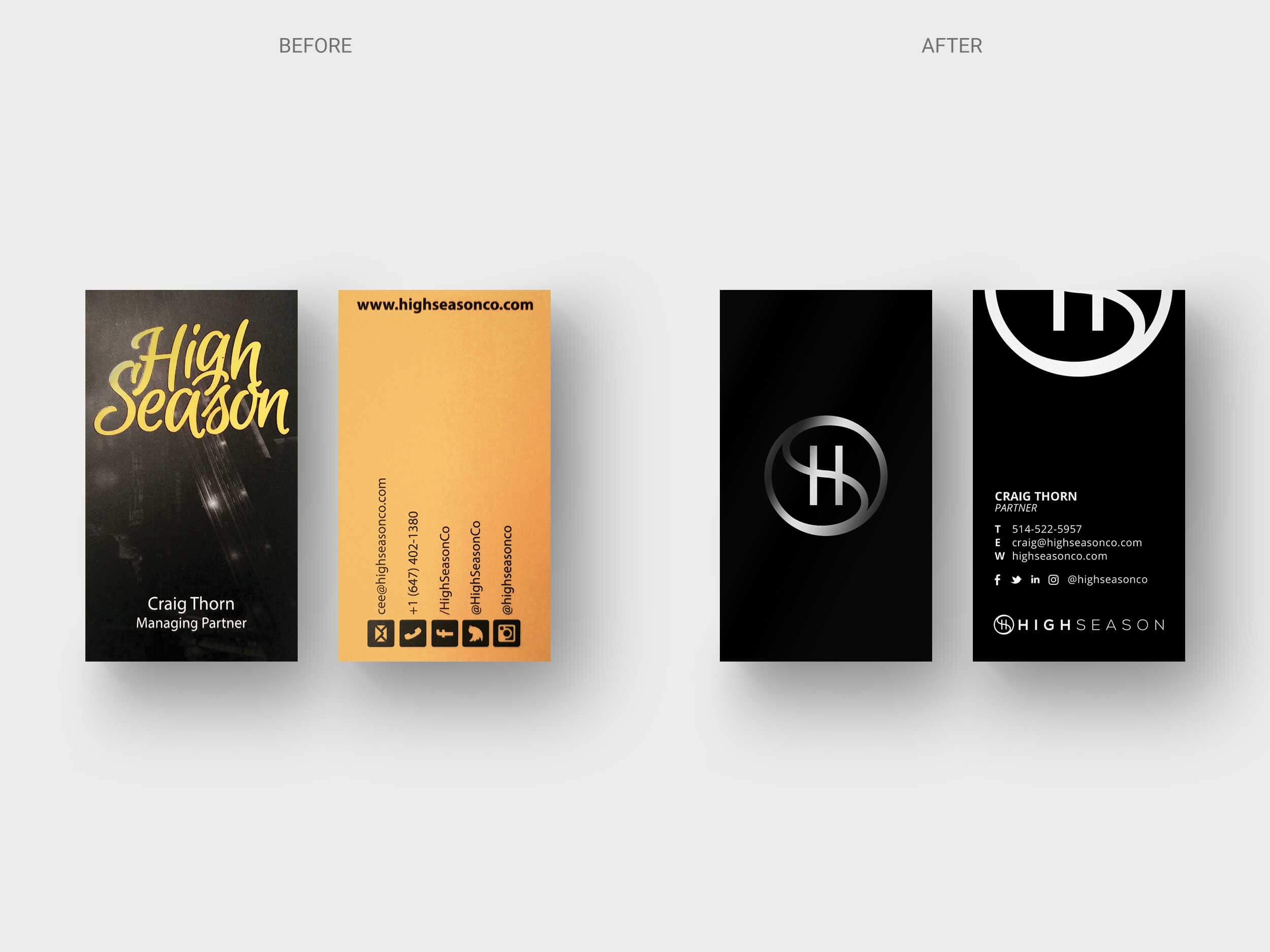 High Season – Business Card – Before & After
